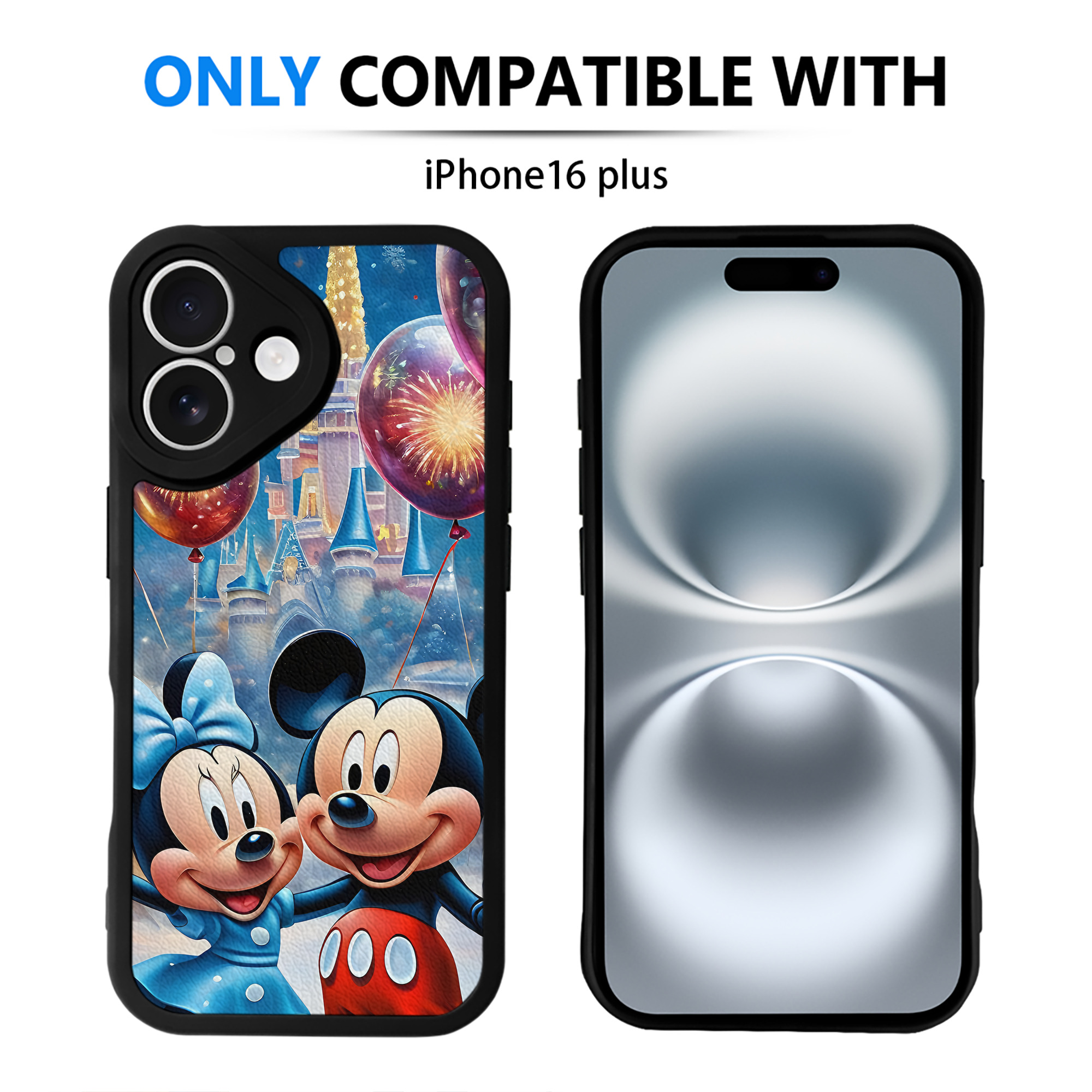 （画像用） ミッキーマウス Mickey Mouse 【iPhone 16シリーズ対応】シリコンスマホケース（レザー調） 材質：シリコン